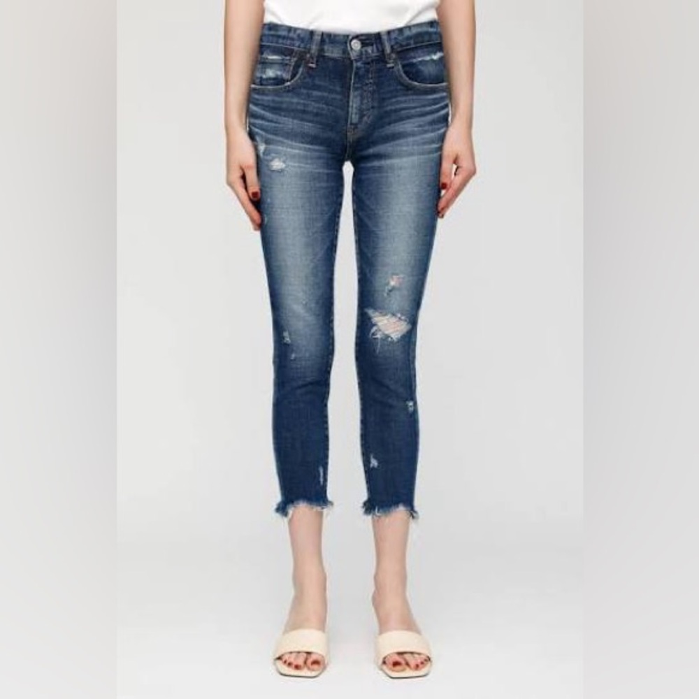 Moussy Distressed Blue Ankle Jeans